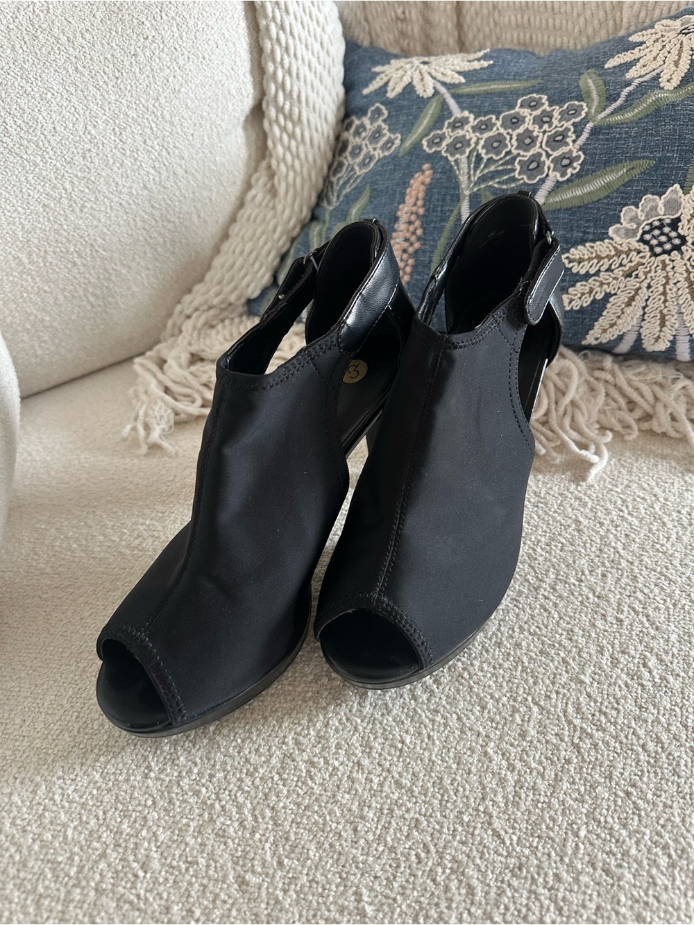 C.P. Company Black Peep-Toe Slingback Heels